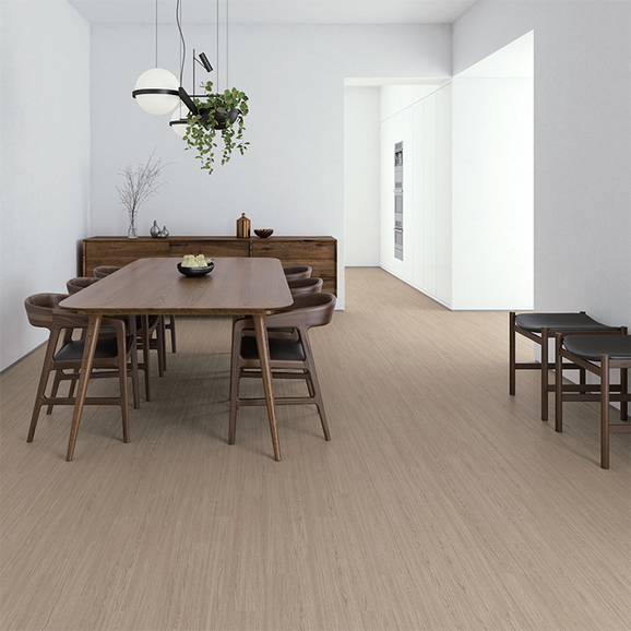 Màu xám cổ điển nhưng đặc biệt của gỗ sồi tạo cảm giác khối giúp hình thành một  không gian hiện đại và sạch sẽ.
